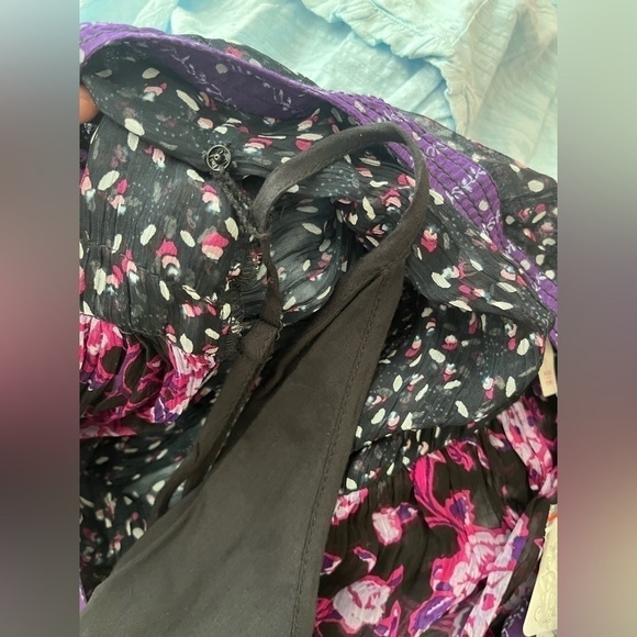 Free People Rosebud print mix mini dress tunic black combo floral - Picture 7 of 11